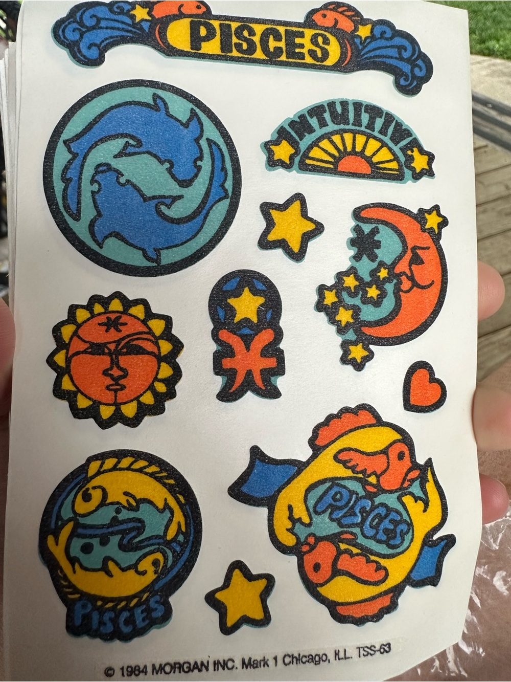 Vintage 1984 Mark Pisces Scratch N Sniff Tattoo Sticker Sheets 150 Qty
